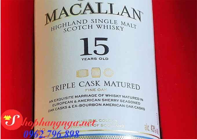 Rượu Macallan 15 Năm Triple Cask Mantured Xách Tay