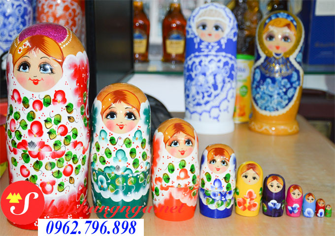 Búp bê Nga matryoshka mẫu 2 bộ 10 con bông hoa