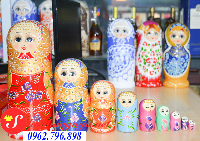 Búp bê Nga matryoshka mẫu 8 bộ 10 con công chúa cổ đại