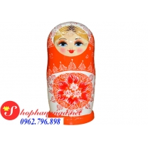 Búp bê gỗ Nga matryoshka bộ 10 con mẫu 15 thiếu nữ chùm khăn