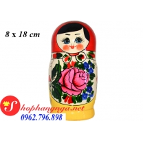 Búp bê gỗ Nga matryoshka bộ 5 con mẫu 14 họa tiết hoa hồng